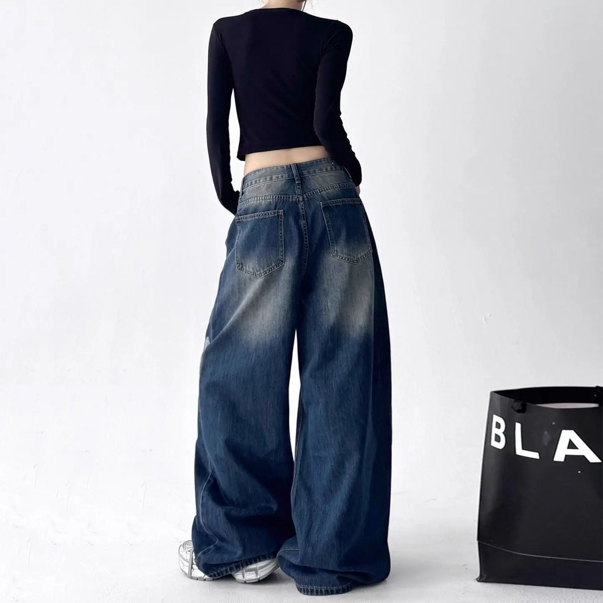 Blue Star Baggy Wide Leg Jeans — dettaglio della stampa