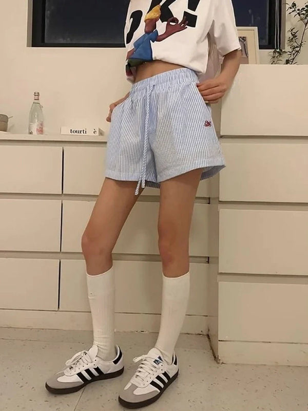 Y2K Blue Striped Shorts