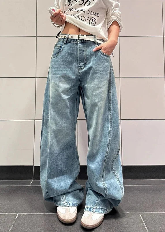 Blue Vintage Graphic High Waisted Baggy Jeans — in alternativa