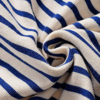 Blue and White Striped Long Sleeve Polo Shirt Top — vista laterale
