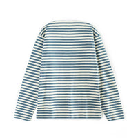 Blue and White Striped Sea Soul Long Sleeve Top — vista posteriore