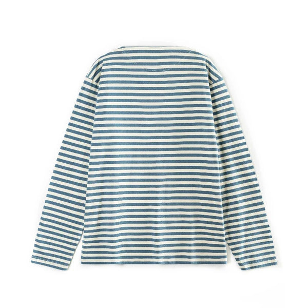 Y2K Blue and White Striped Sea Soul Long Sleeve Top