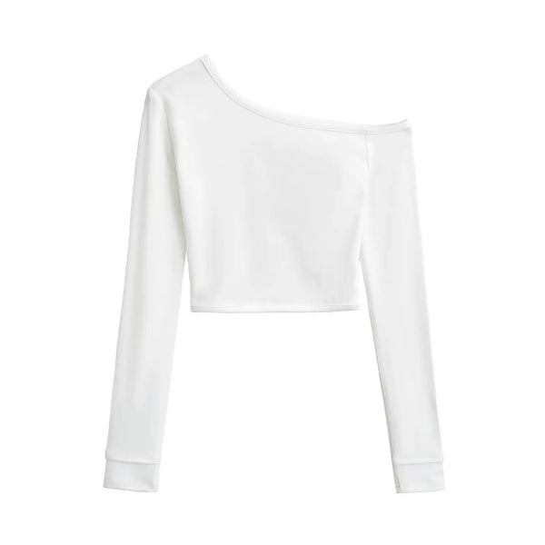Y2K Bodycon Off Shoulder Long Sleeve Crop Top