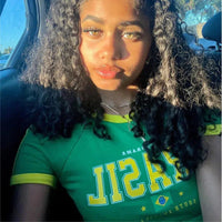 Brazil Green Striped Fitted Crop Top — dettaglio
