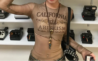 Brown Sheer Mesh Long Sleeve Top — in alternativa