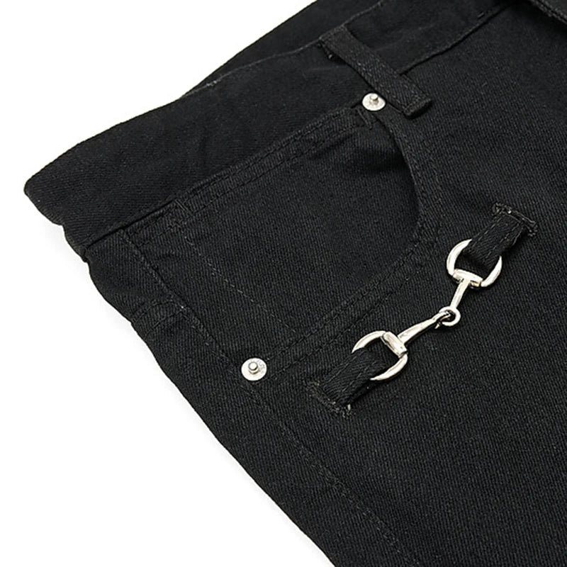 Buckle Decoration Micro Flared Jeans — vista laterale