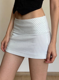 Business Aesthetic Pinstriped Low Waist Mini Skirt — dettaglio