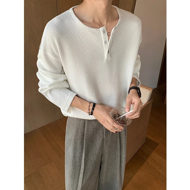 Button Up Long Sleeve Knitted Top T Shirt — vista posteriore