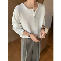 Button Up Long Sleeve Knitted Top T Shirt — vista posteriore