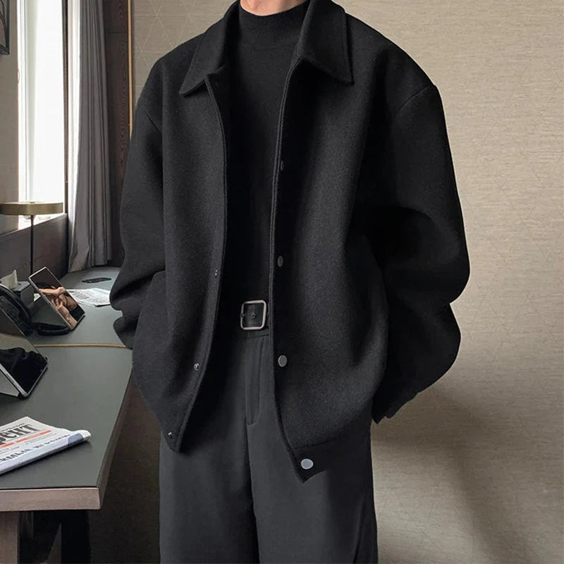 Buttoned Lapel Outerwear Coat Jacket — vista laterale