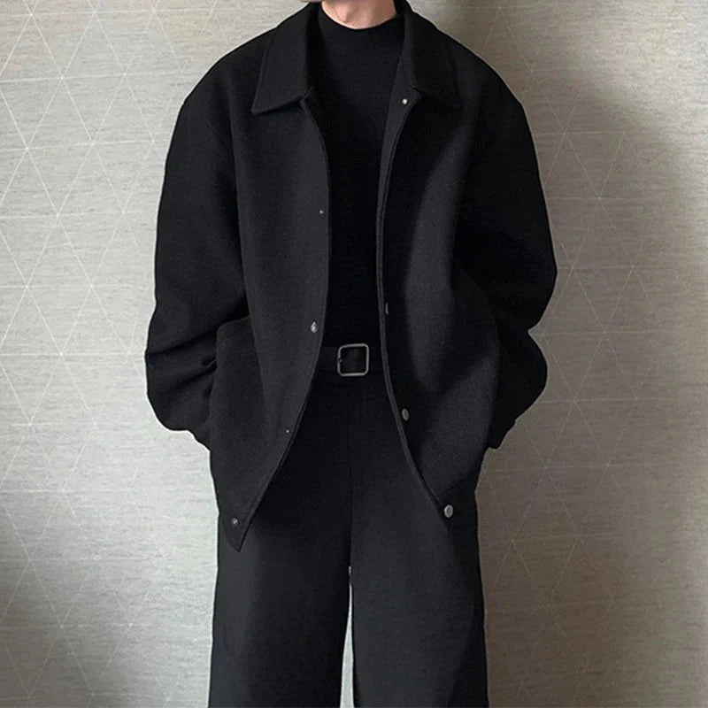 Buttoned Lapel Outerwear Coat Jacket — dettaglio del tessuto