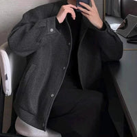 Buttoned Lapel Outerwear Coat Jacket — vista frontale