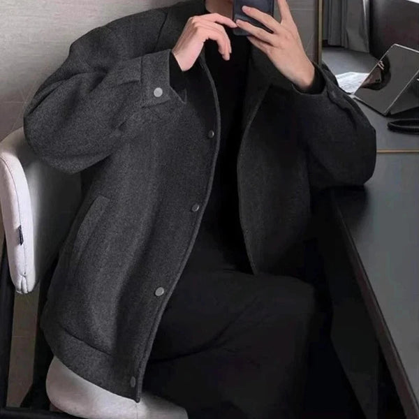 Buttoned Lapel Outerwear Coat Jacket — vista frontale