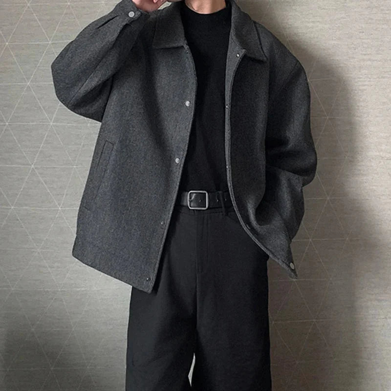 Buttoned Lapel Outerwear Coat Jacket — dettaglio