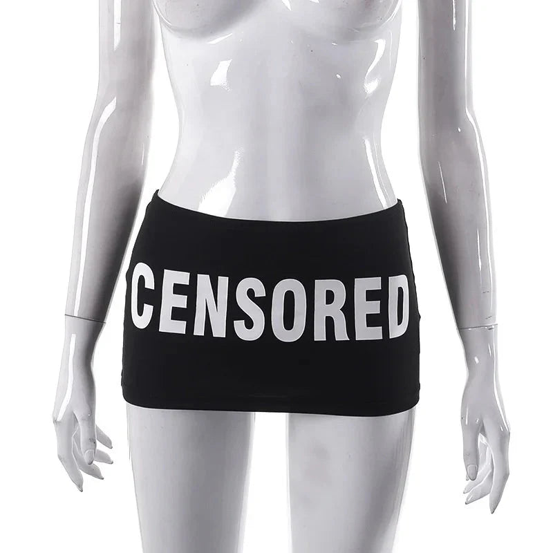 CENSORED Low Waist Mini Skirt — vista frontale