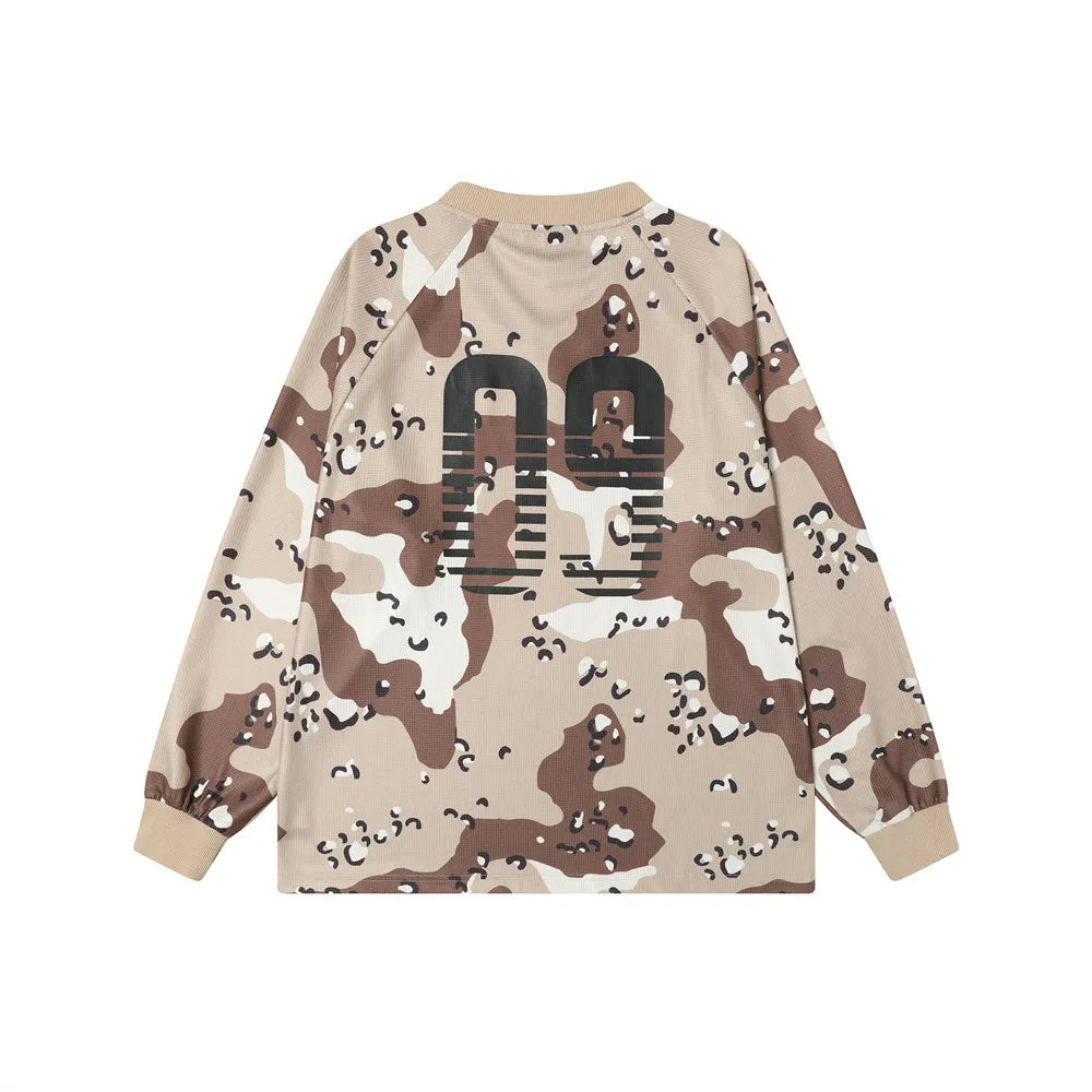 Camo Waffle Texture Long Sleeve Top — vista posteriore