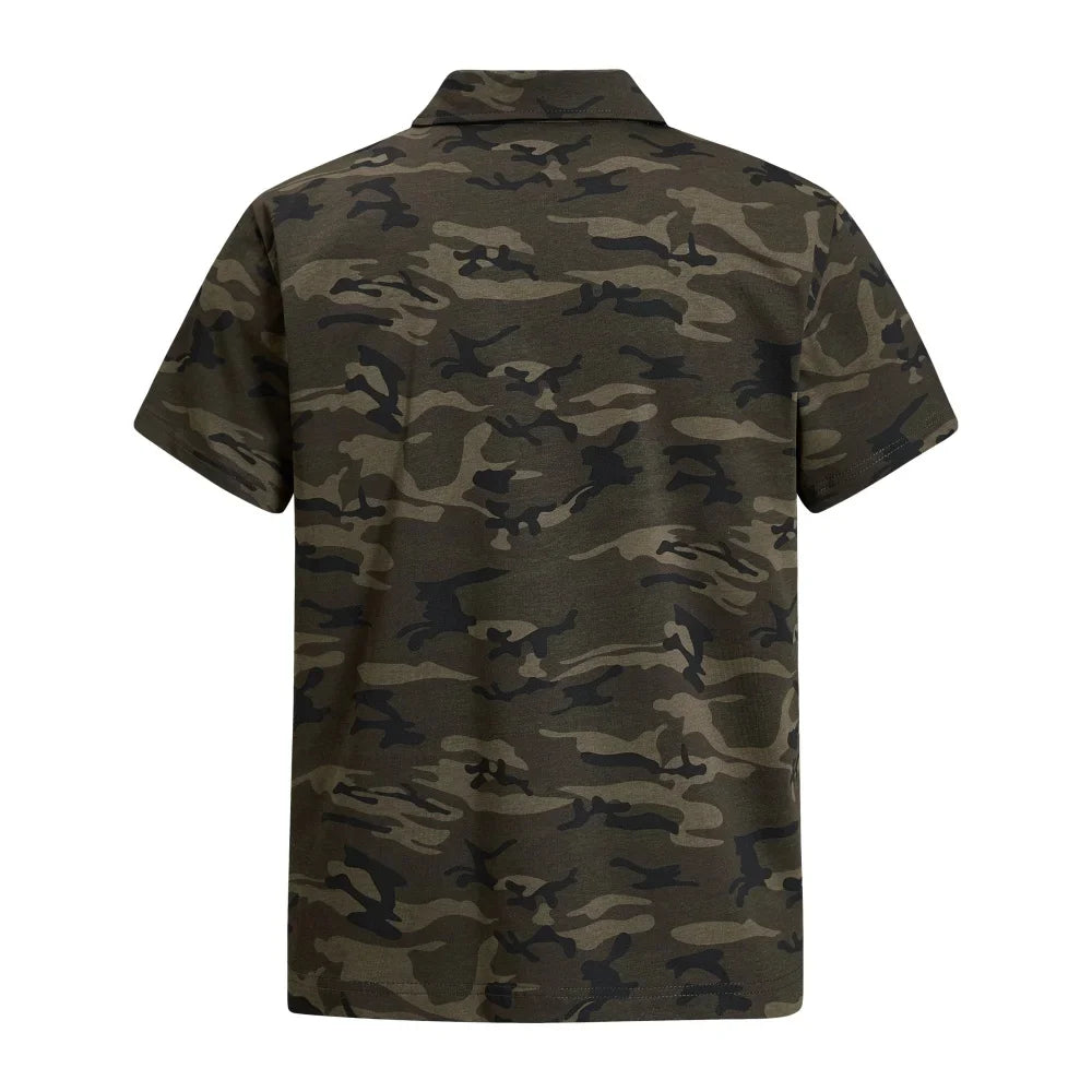 Camouflage Letter Graphic Polo Shirt — dettaglio