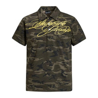 Camouflage Letter Graphic Polo Shirt — vista frontale