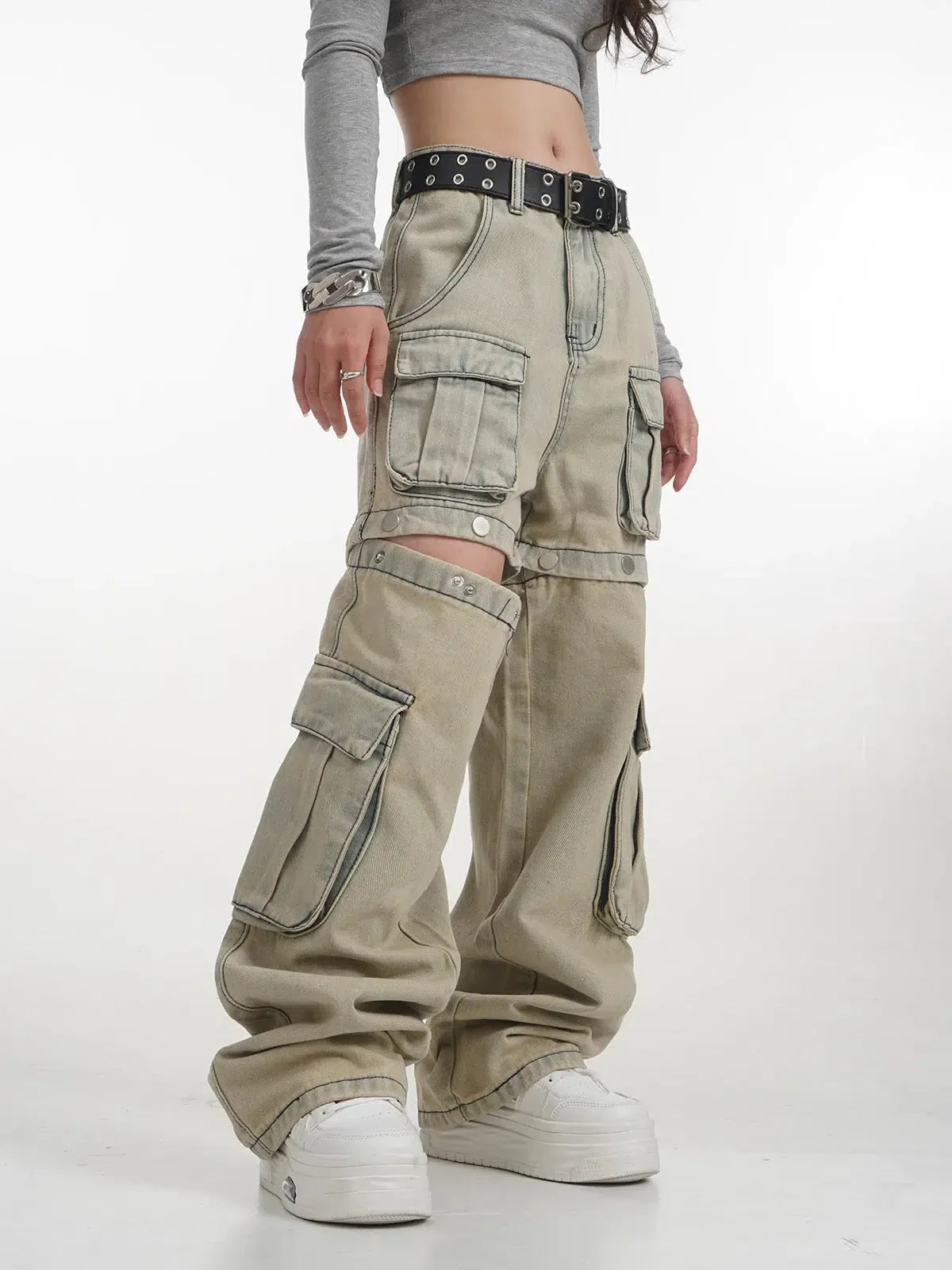 Cargo Baggy Khaki Jeans — dettaglio