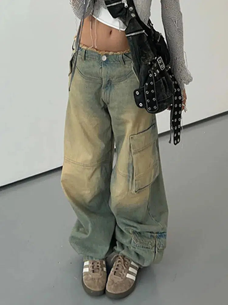 Cargo Jeans Low Waist Baggy Washed Jeans — in alternativa