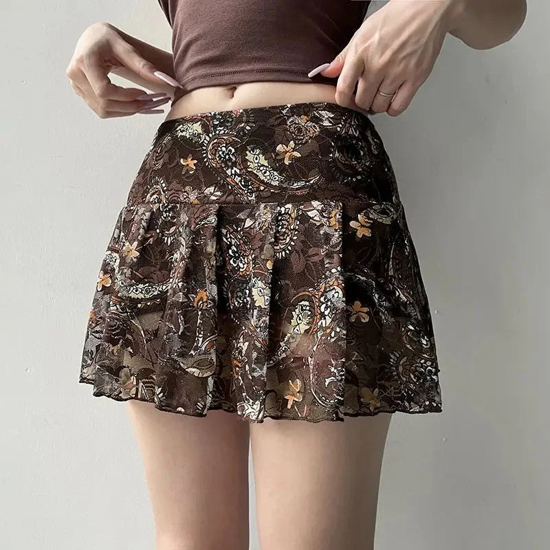 Cashew Low Waist Mesh Mini Skirt — vista posteriore