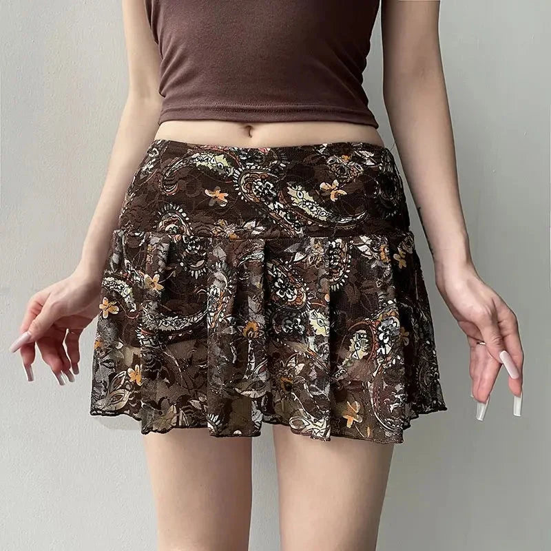 Cashew Low Waist Mesh Mini Skirt — dettaglio