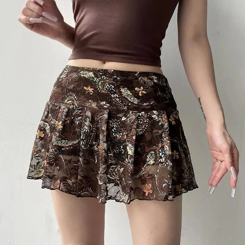 Cashew Low Waist Mesh Mini Skirt — vista laterale