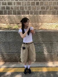 Casual High Waist Cargo Jorts — dettaglio della stampa