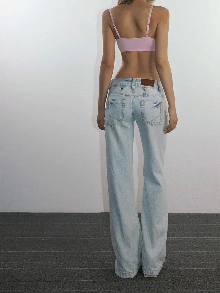 Casual Light Blue Low Waist Jeans — dettaglio