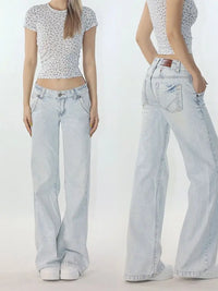 Casual Light Blue Low Waist Jeans — dettaglio della stampa