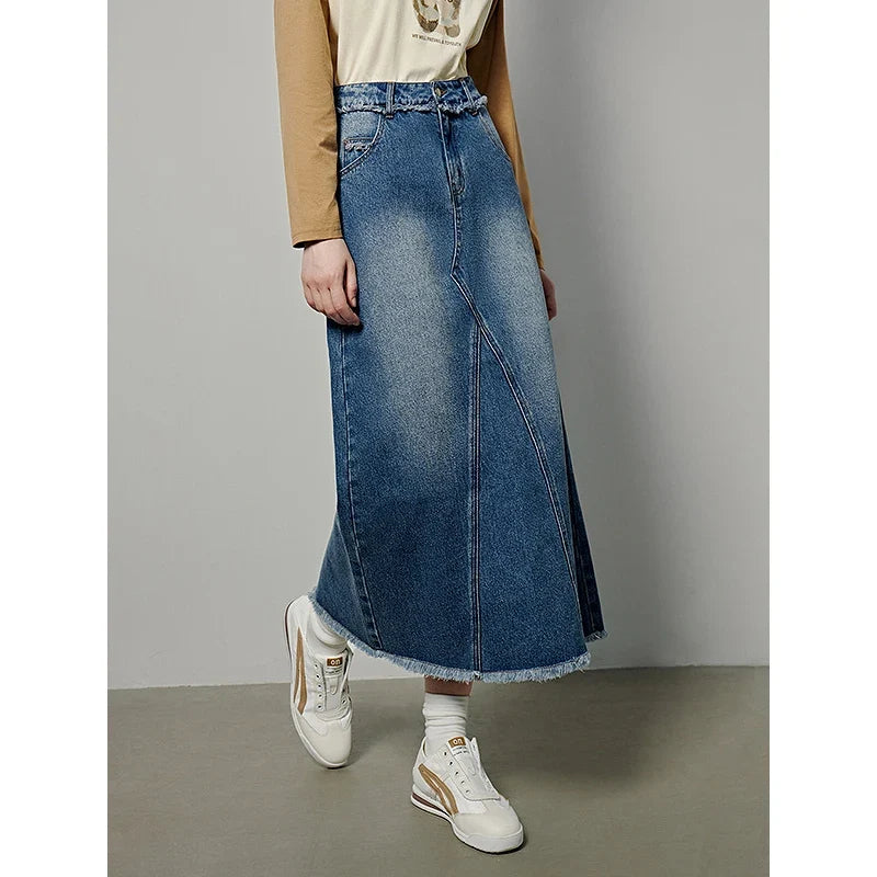 Casual Maxi Denim Skirt — vista frontale
