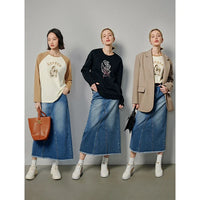 Casual Maxi Denim Skirt — dettaglio della stampa