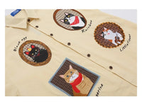 Cat Patch Embroidered Short Sleeve Work Shirt — vista posteriore
