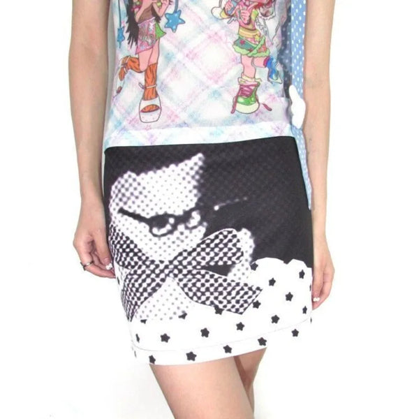 Cat Print Slim Fit Mini Skirt — vista frontale