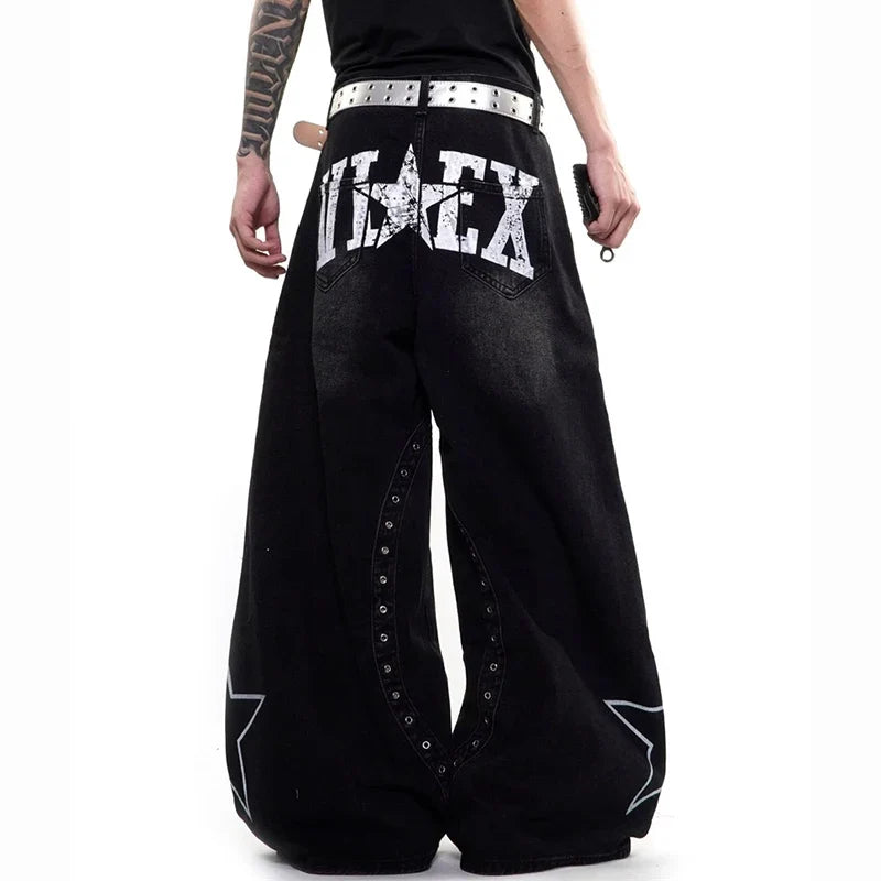 Central Nervous Star Graphic Baggy Barrel Jeans‌ — dettaglio del tessuto