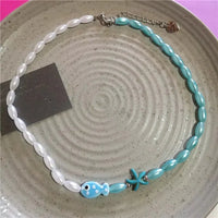 Ceramic Fish Pendant Beaded Choker Necklace — dettaglio della stampa