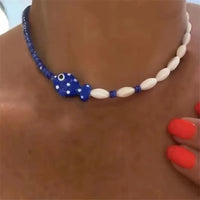 Ceramic Fish Pendant Beaded Choker Necklace — in alternativa