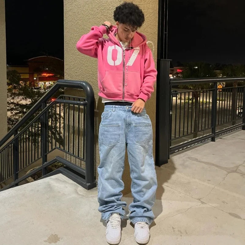 Cherry Blossom Embroidered Baggy Jeans — dettaglio