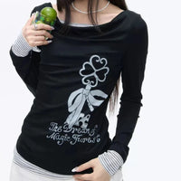 Chic Coquette Polka Patchwork Long Sleeve Top — vista frontale