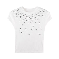 Chic Faux Water Gems Crop Top — vista frontale
