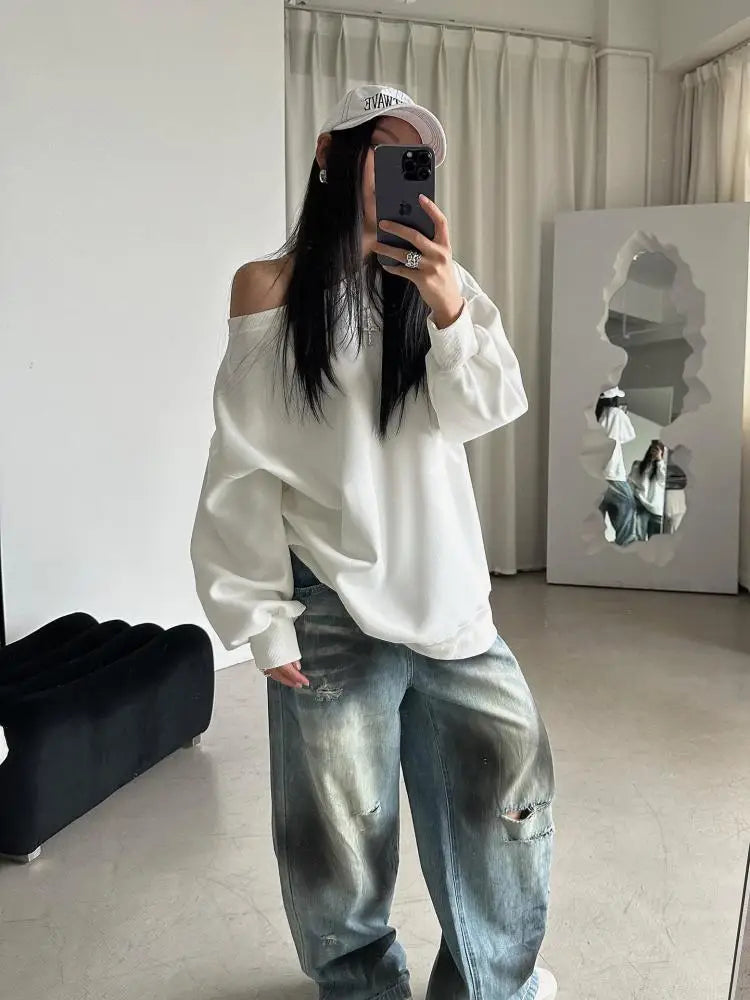 Chic Off Shoulder Long Sleeve Top — dettaglio della stampa