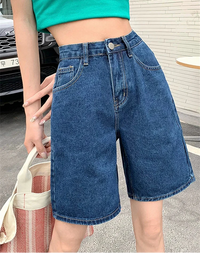 Chic Straight Leg High Waist Denim Shorts Jorts — in alternativa