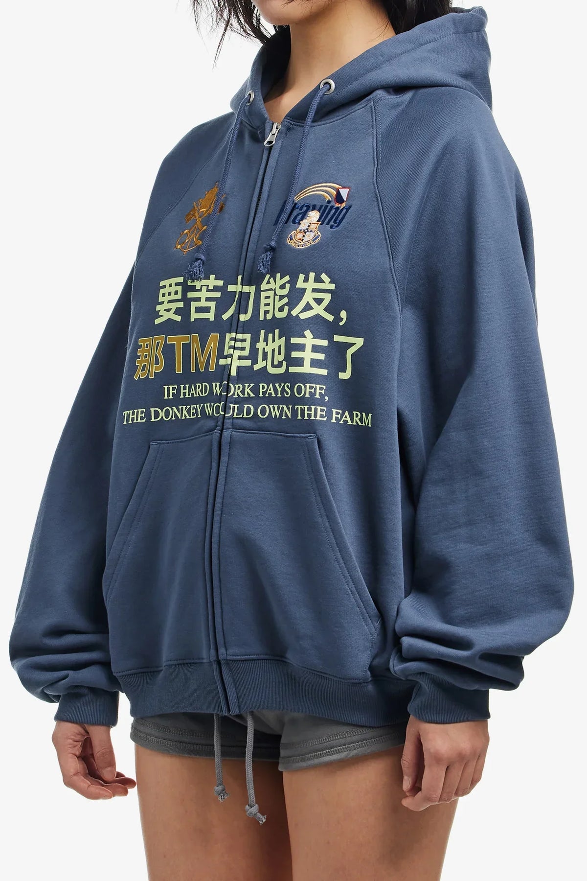 Chinese Character Embroidered Zip Up Hoodie — dettaglio della stampa