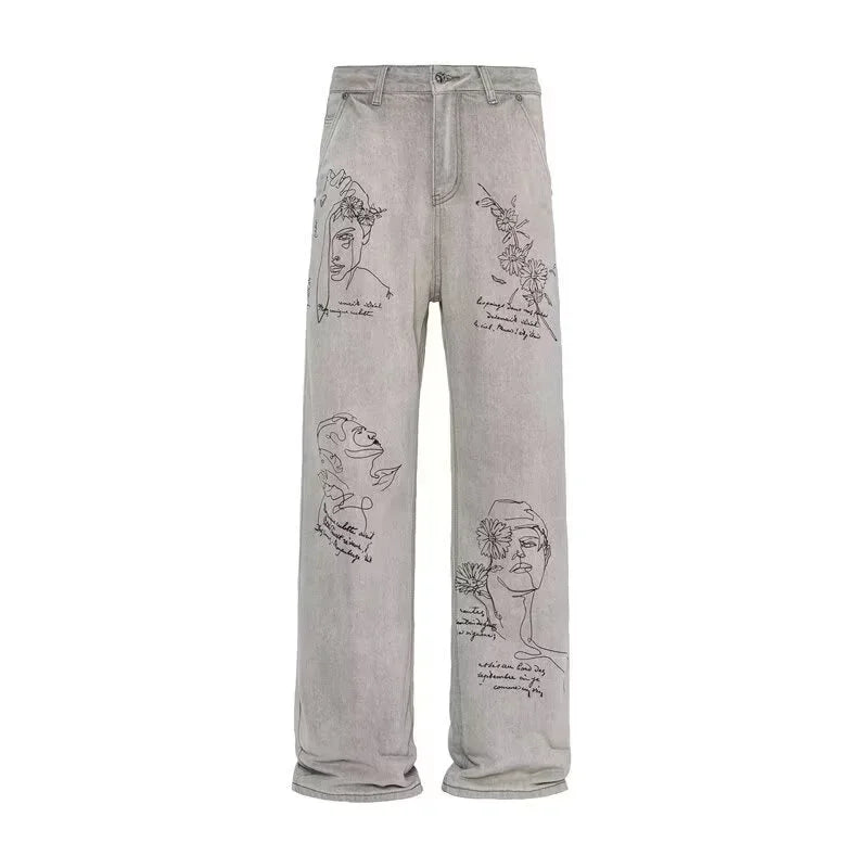 Coffee Shop Sketch Graphic Baggy Jeans — in alternativa