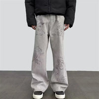 Coffee Shop Sketch Graphic Baggy Jeans — vista laterale