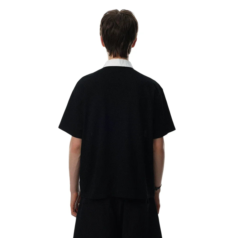 Contrast Panelled Embroidered Polo Shirt — dettaglio della stampa