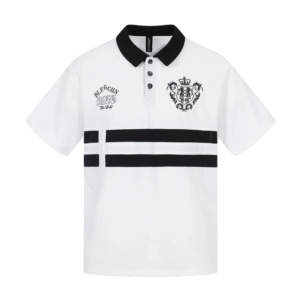 Contrast Panelled Embroidered Polo Shirt — vista posteriore