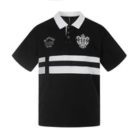 Contrast Panelled Embroidered Polo Shirt — vista frontale