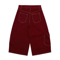 Contrast Stitch Wide Leg Long Denim Shorts Jorts — in alternativa