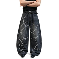 Cracked Graphic Baggy Wide Leg Barrel Jeans — vista posteriore